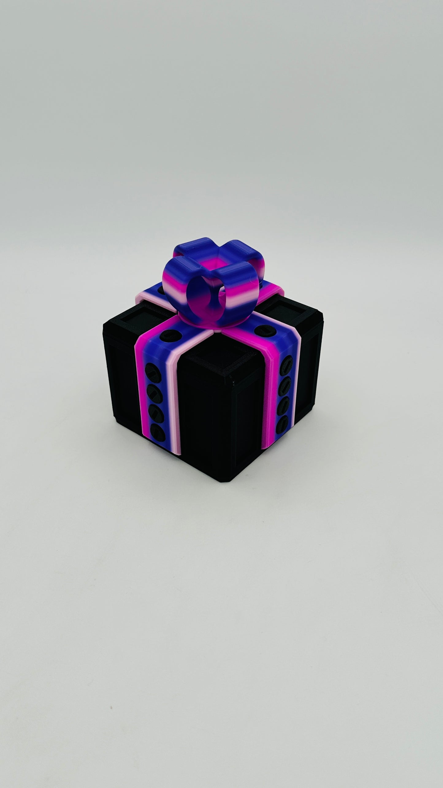Black & Purple Rainbow Annoying Gift Box 4x4x3" with 20 bolts + 3 Mini Figures