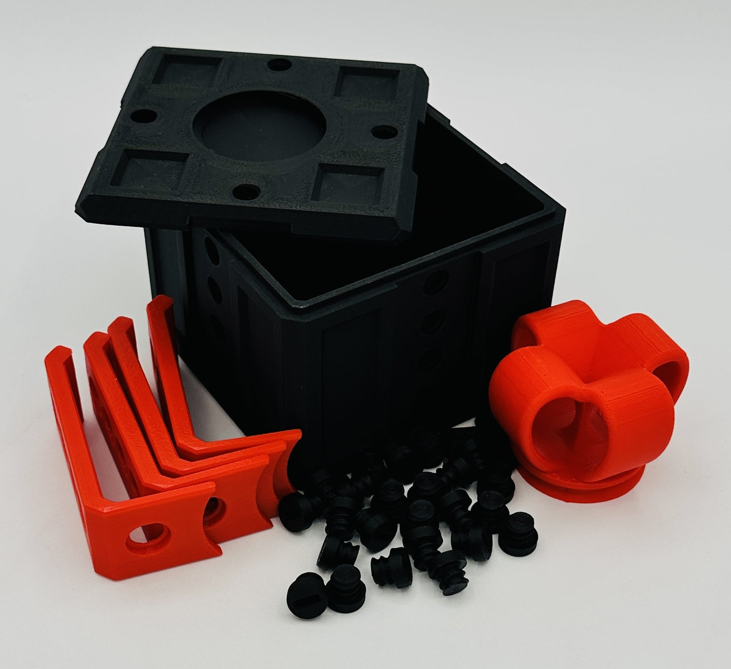 Black & Red Annoying Gift Box 4x4x3" with 20 bolts + 3 Mini Figures