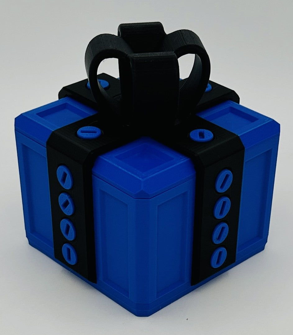 Annoying Gift Box - Multiple Color Combinations - 4x4x3" with 20 bolts + 3 Mini Figures