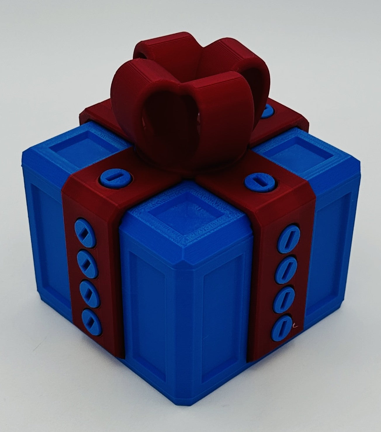 Annoying Gift Box - Multiple Color Combinations - 4x4x3" with 20 bolts + 3 Mini Figures