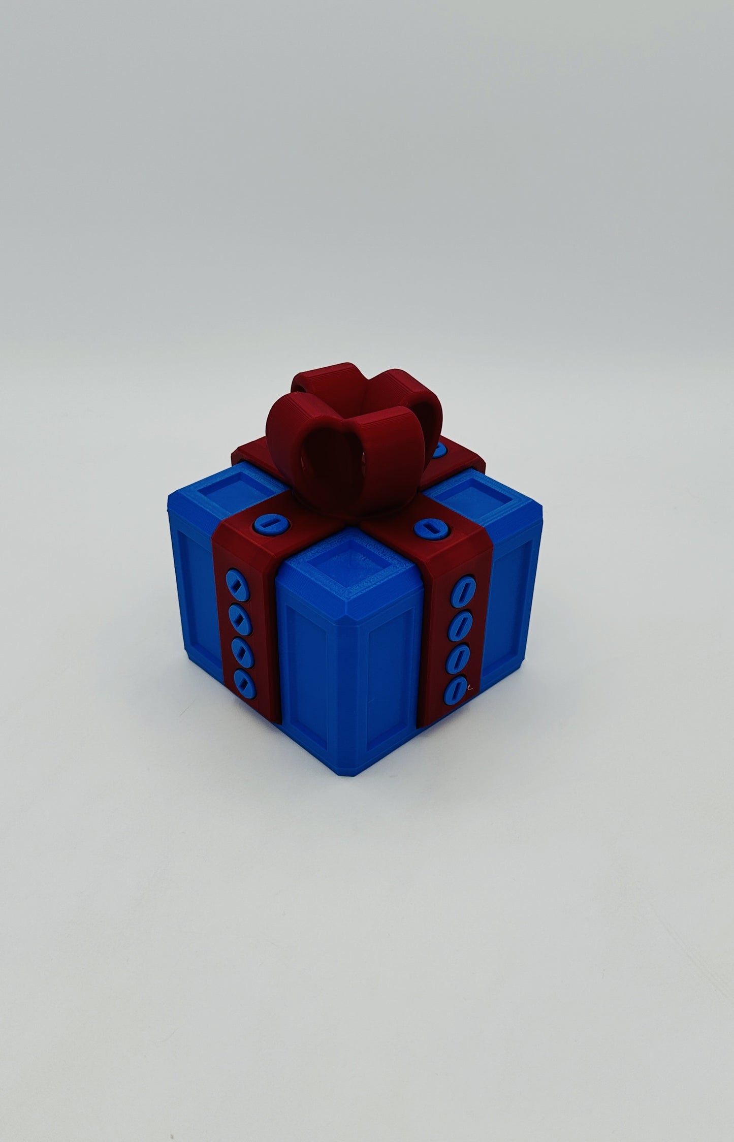 Blue & Red Annoying Gift Box 4x4x3" with 20 bolts + 3 Mini Figures
