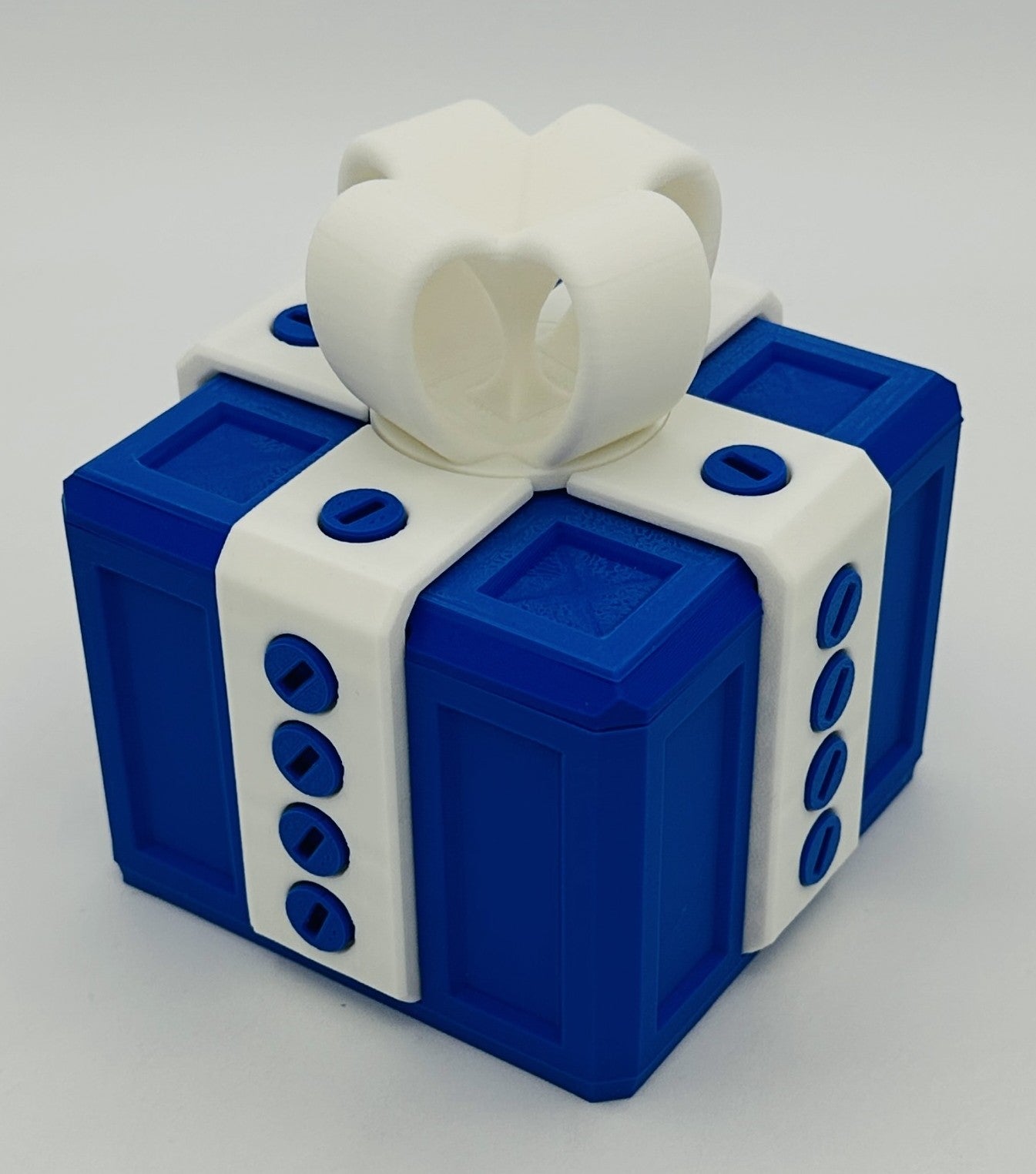 Annoying Gift Box - Multiple Color Combinations - 4x4x3" with 20 bolts + 3 Mini Figures
