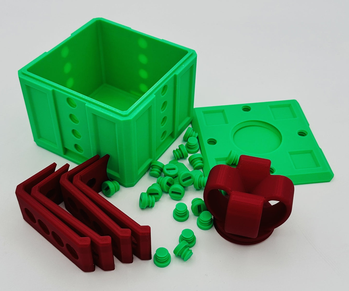 Green & Red Annoying Gift Box 4x4x3" with 20 bolts + 3 Mini Figures