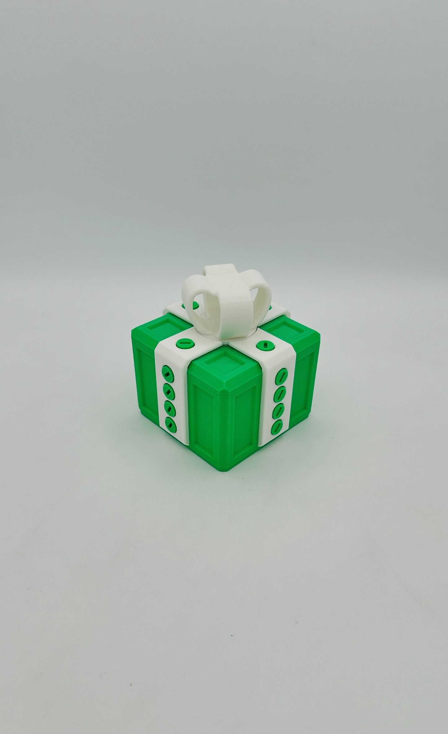 Green & White Annoying Gift Box 4x4x3" with 20 bolts + 3 Mini Figures