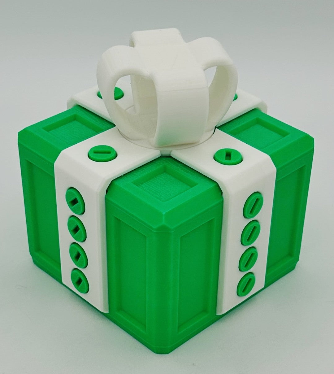 Annoying Gift Box - Multiple Color Combinations - 4x4x3" with 20 bolts + 3 Mini Figures