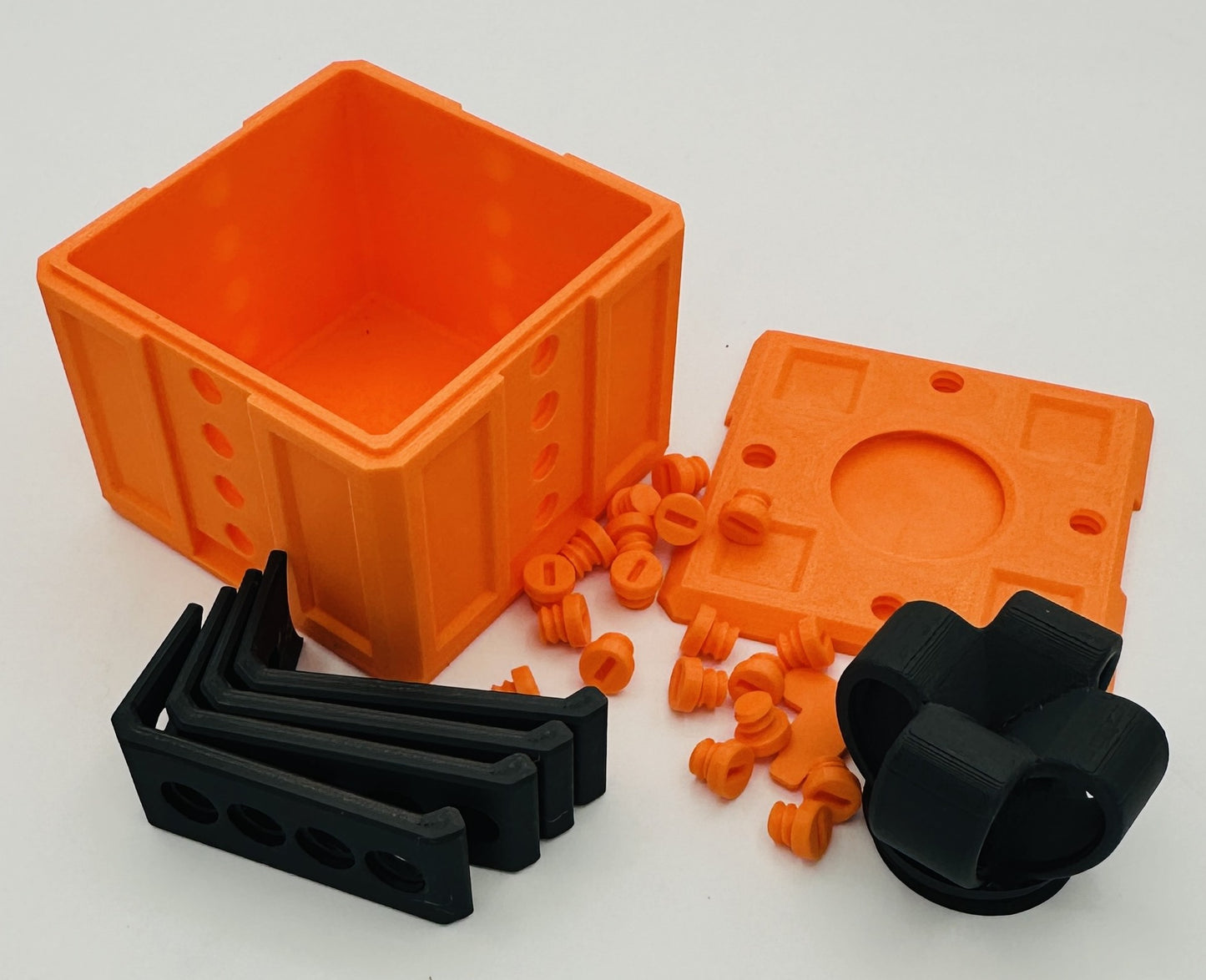 Orange & Black Annoying Gift Box 4x4x3" with 20 bolts + 3 Mini Figures