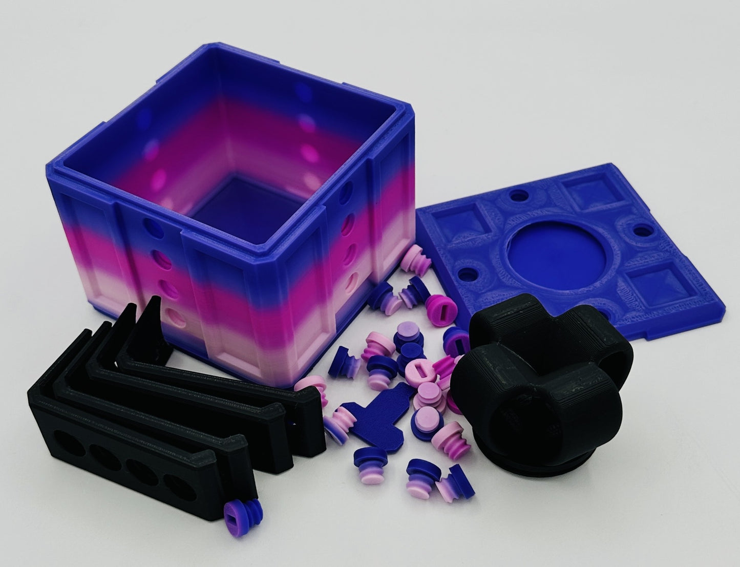 Purple Rainbow & Black Annoying Gift Box 4x4x3" with 20 bolts + 3 Mini Figures