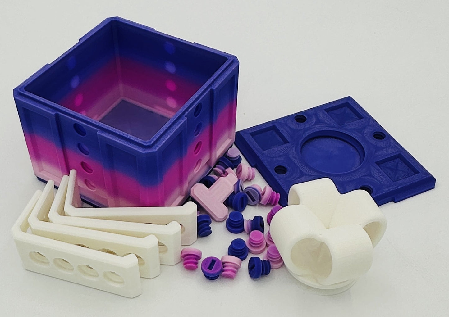 Purple Rainbow & White Annoying Gift Box 4x4x3" with 20 bolts + 3 Mini Figures