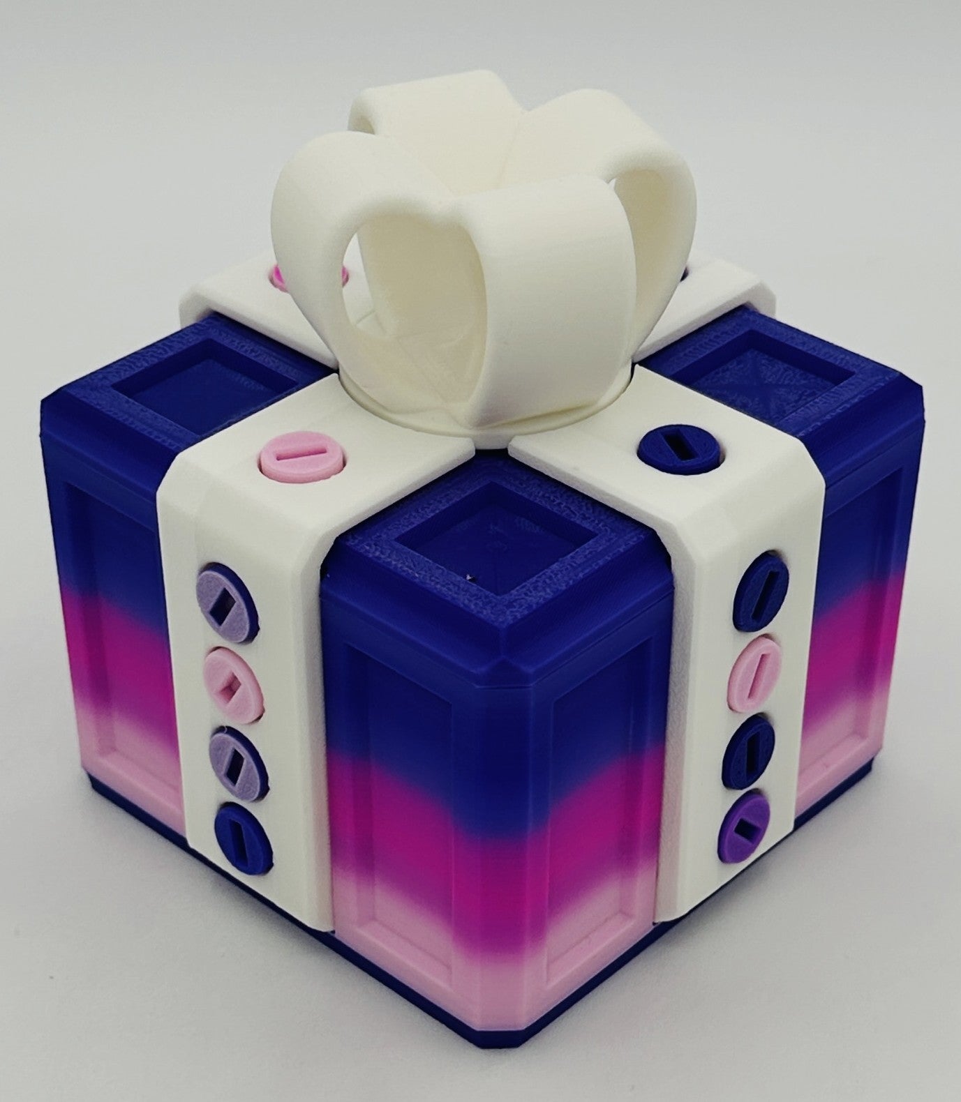 Annoying Gift Box - Multiple Color Combinations - 4x4x3" with 20 bolts + 3 Mini Figures