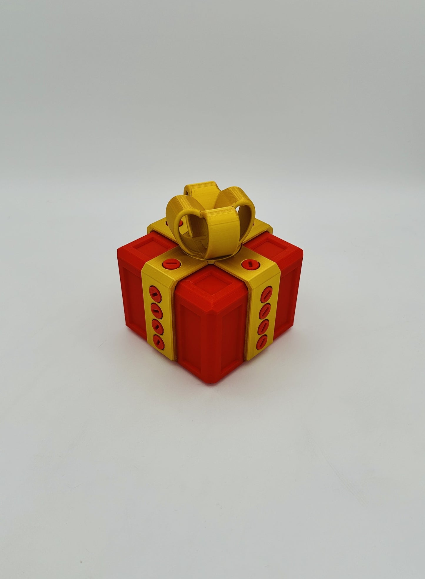 Red & Gold Annoying Gift Box 4x4x3" with 20 bolts + 3 Mini Figures