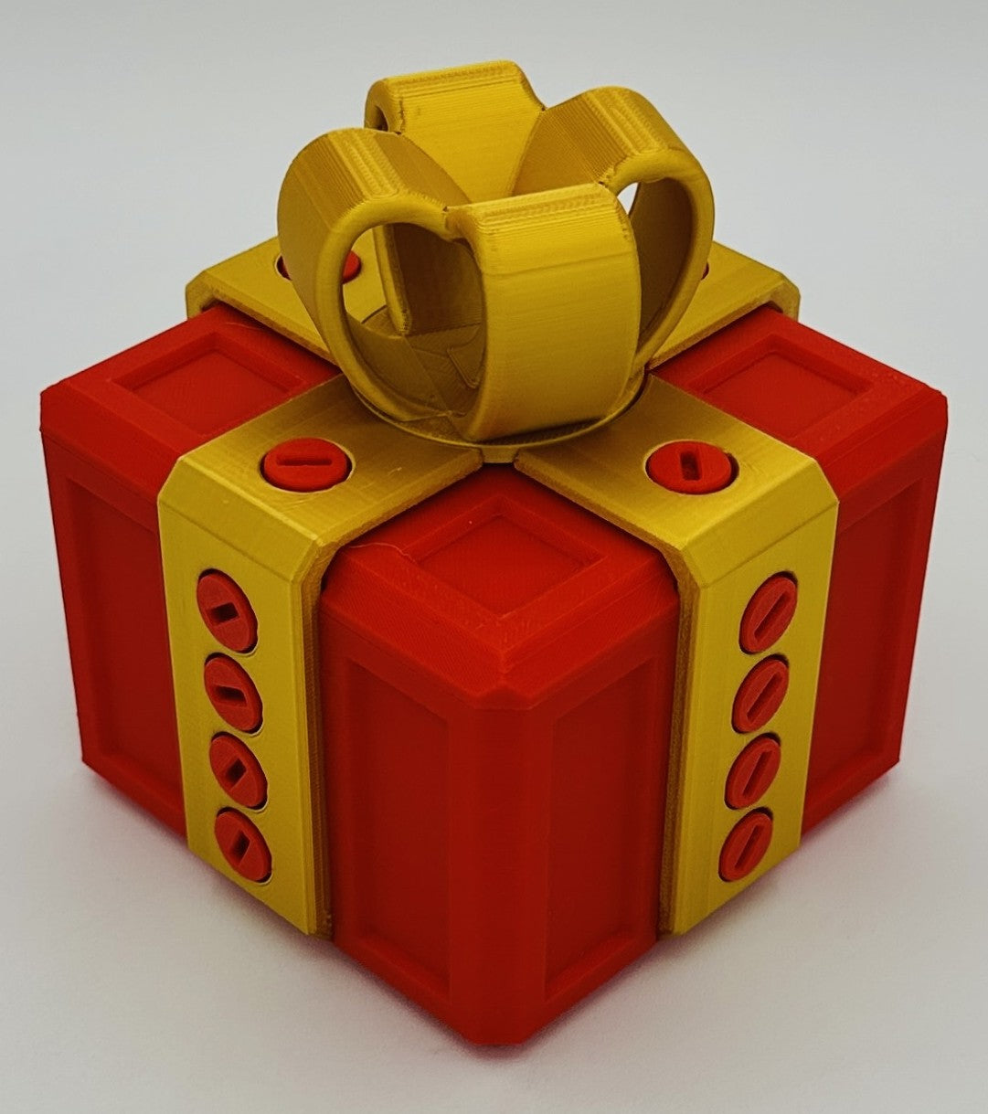 Annoying Gift Box - Multiple Color Combinations - 4x4x3" with 20 bolts + 3 Mini Figures