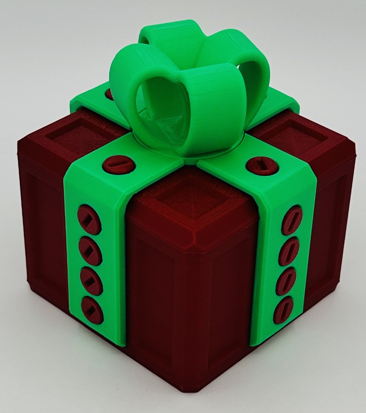 Annoying Gift Box - Multiple Color Combinations - 4x4x3" with 20 bolts + 3 Mini Figures