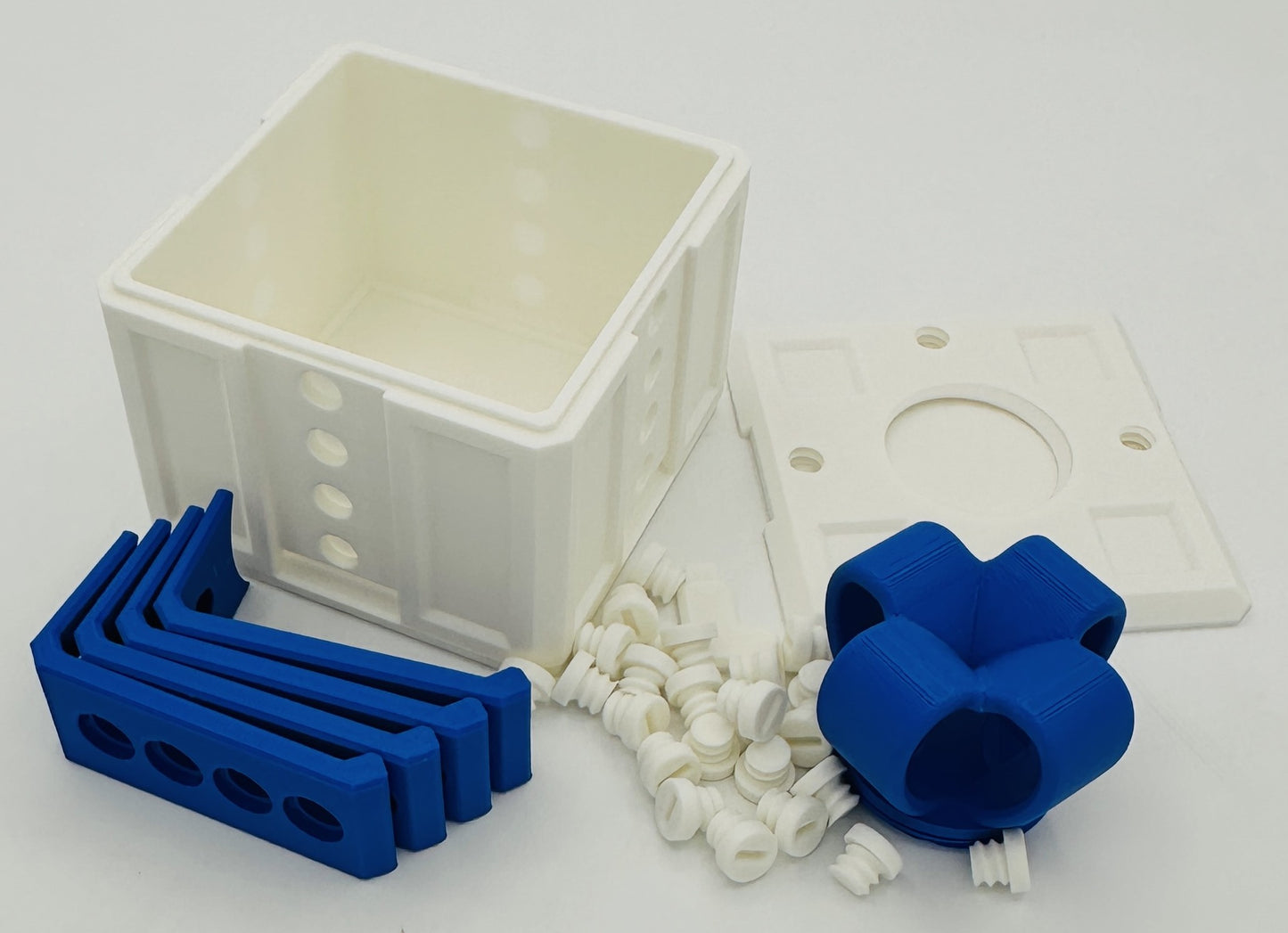 White & Blue Annoying Gift Box 4x4x3" with 20 bolts + 3 Mini Figures