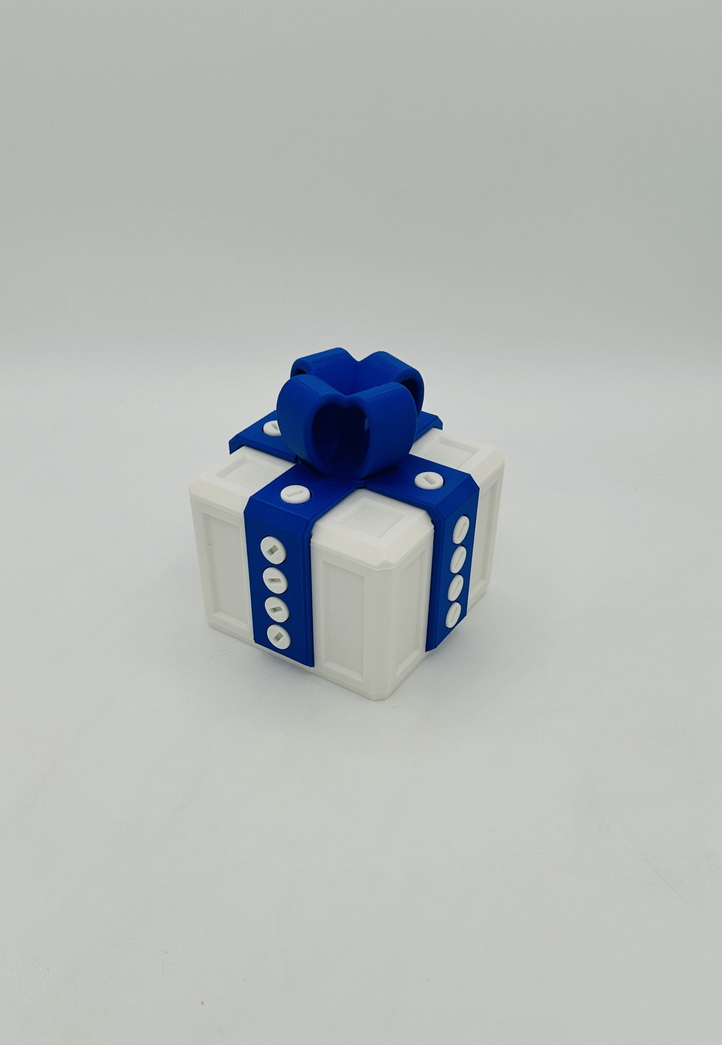 White & Blue Annoying Gift Box 4x4x3" with 20 bolts + 3 Mini Figures