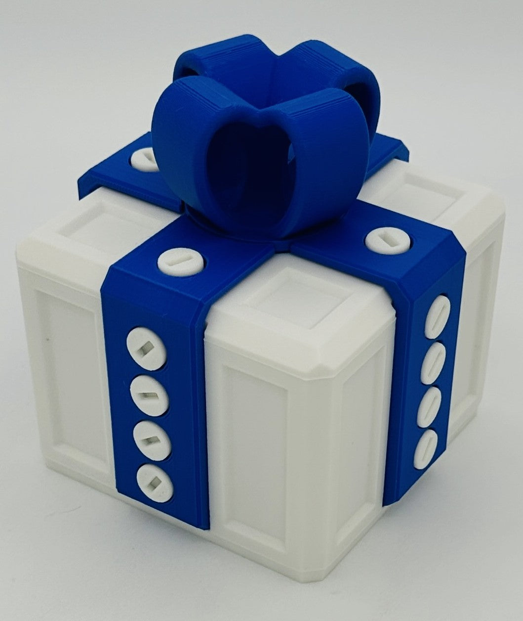 Annoying Gift Box - Multiple Color Combinations - 4x4x3" with 20 bolts + 3 Mini Figures