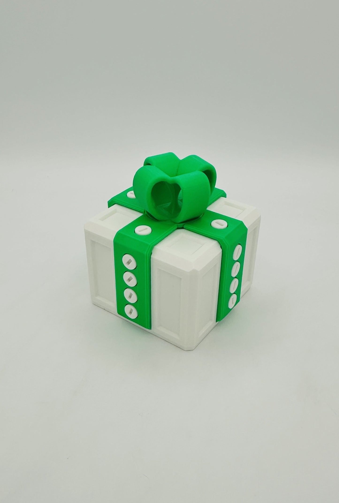 White & Green Annoying Gift Box4x4x3" with 20 bolts & 3 Mini Figures