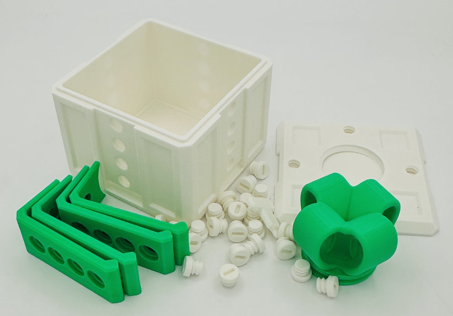 White & Green Annoying Gift Box4x4x3" with 20 bolts & 3 Mini Figures
