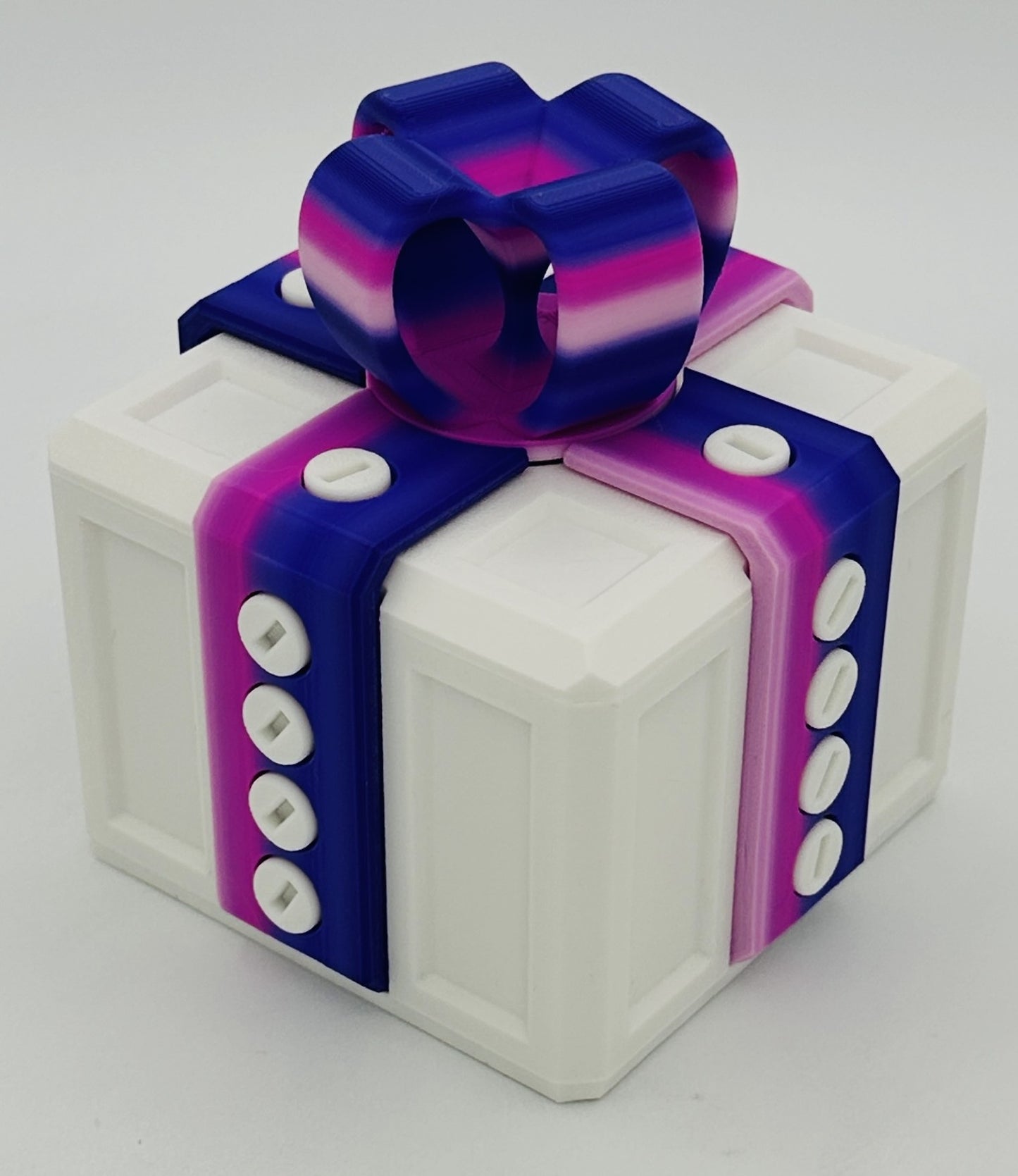 Annoying Gift Box - Multiple Color Combinations - 4x4x3" with 20 bolts + 3 Mini Figures