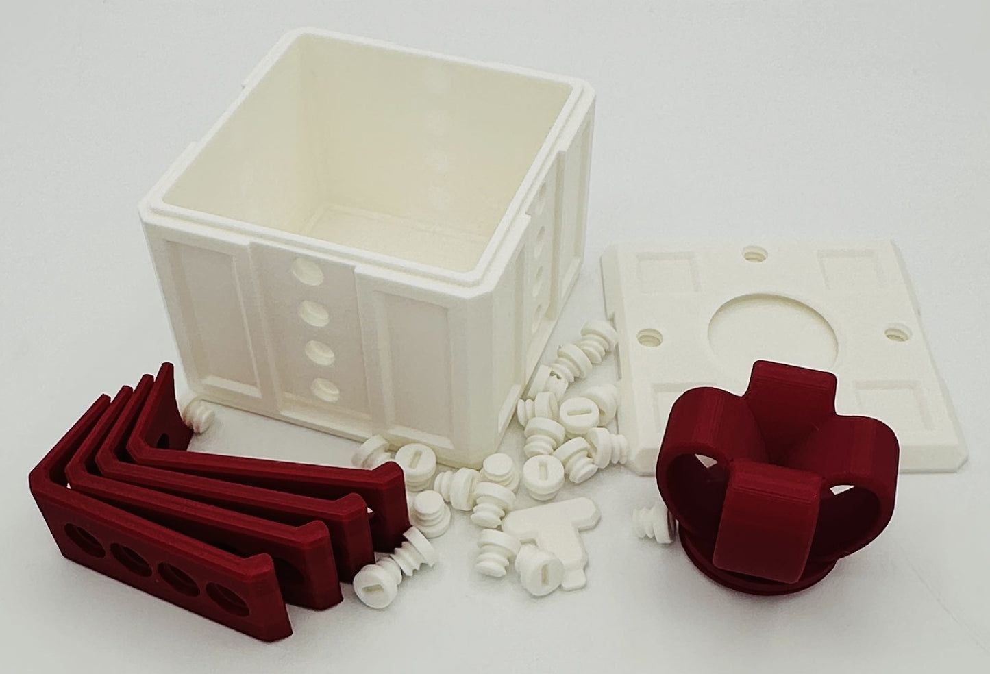 White & Red Annoying Gift Box 4x4x3" with 20 bolts + 3 Mini Figures