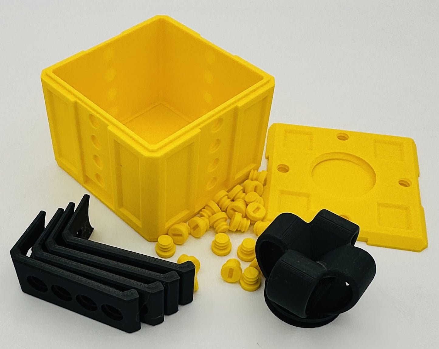 Yellow & Black Annoying Gift Box 4x4x3" with 20 bolts + 3 Mini Figures