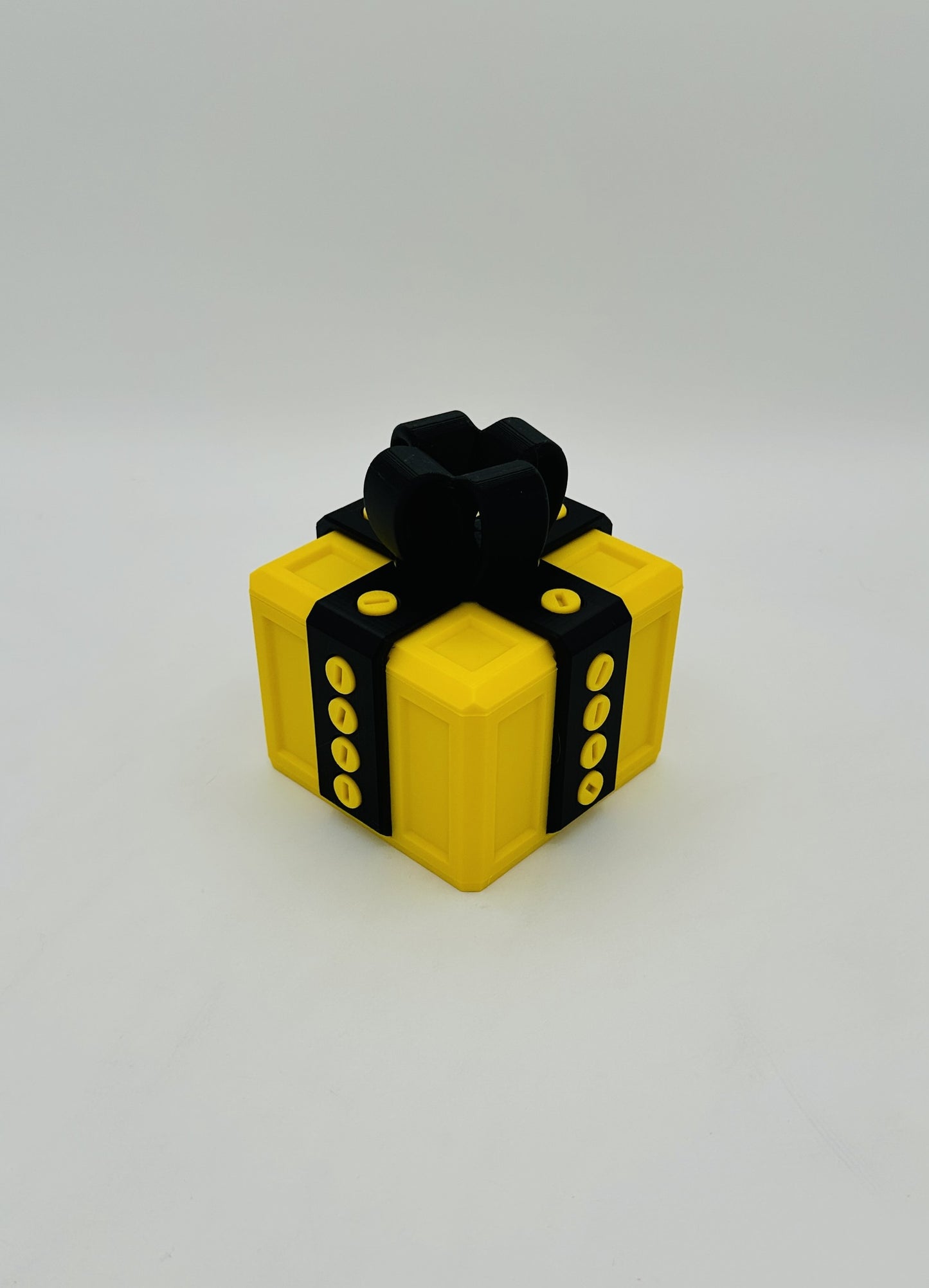 Yellow & Black Annoying Gift Box 4x4x3" with 20 bolts + 3 Mini Figures