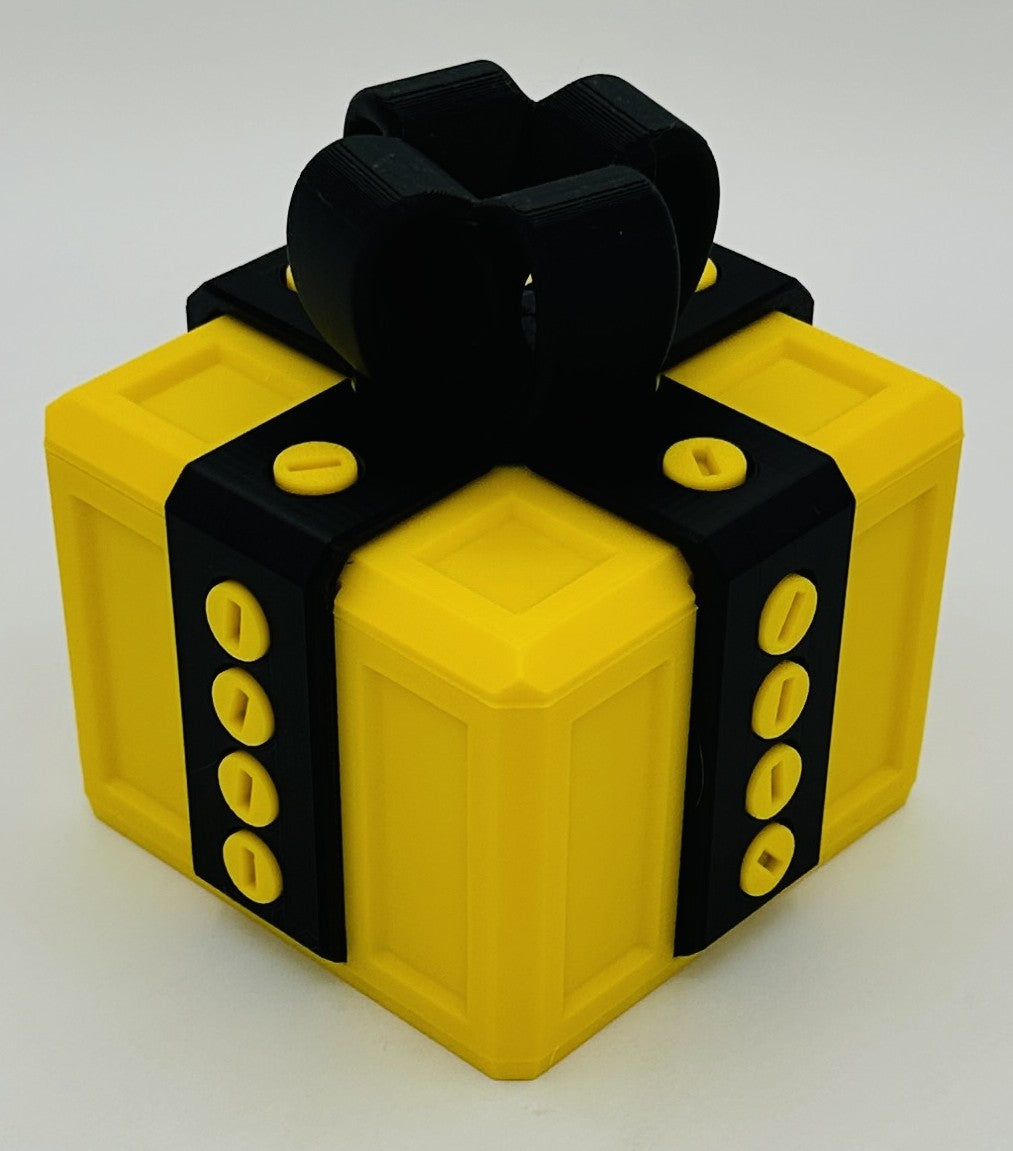 Annoying Gift Box - Multiple Color Combinations - 4x4x3" with 20 bolts + 3 Mini Figures