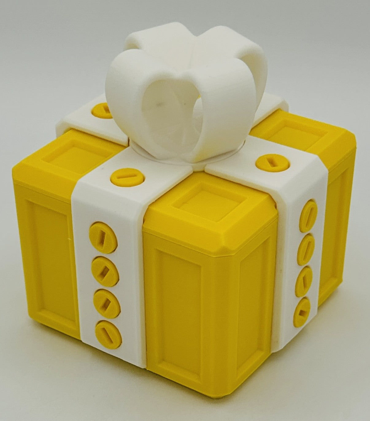 Annoying Gift Box - Multiple Color Combinations - 4x4x3" with 20 bolts + 3 Mini Figures