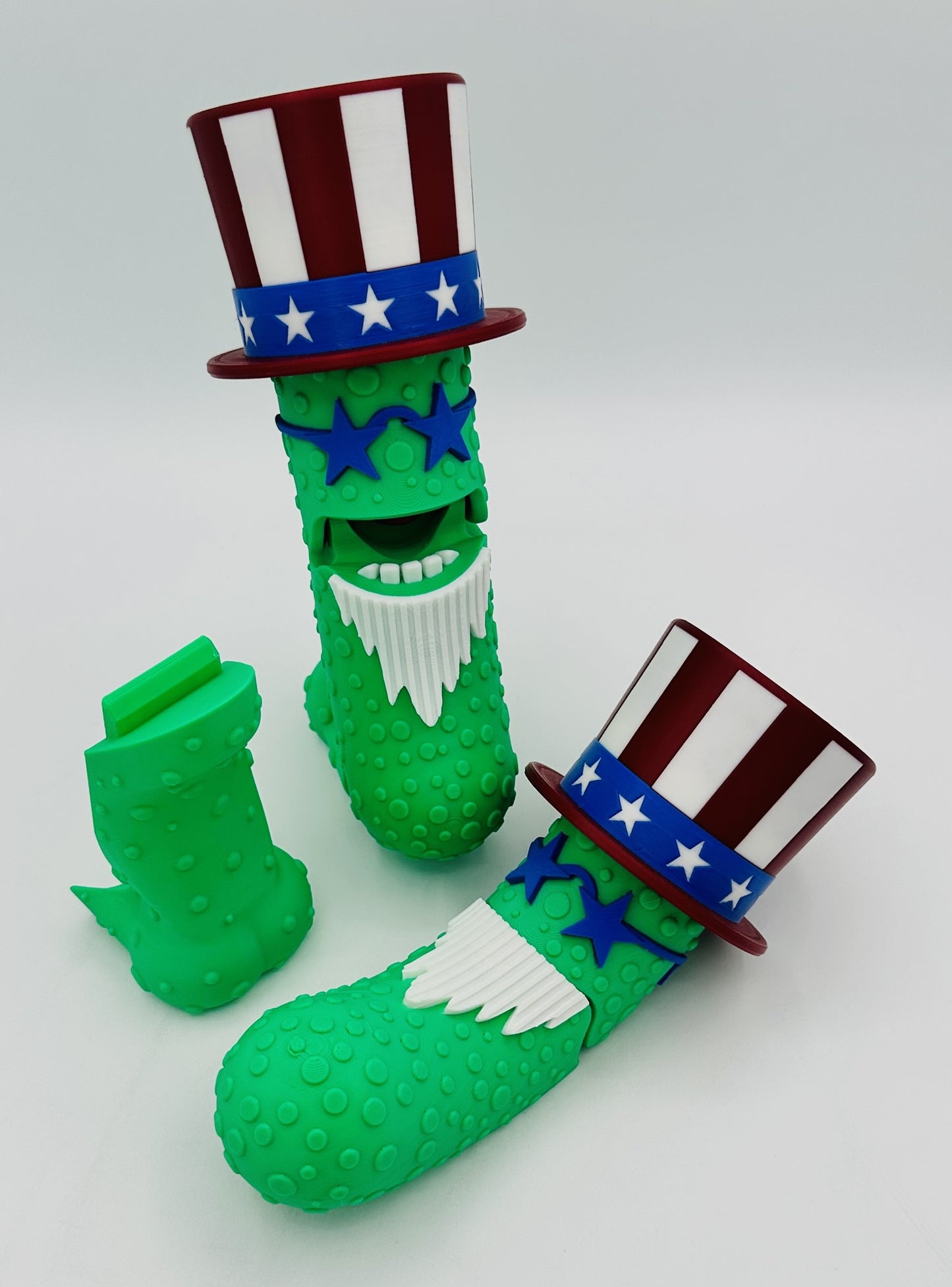 Patriotic Pickle - 7" Articulated Tickle Pickle with Butt stand