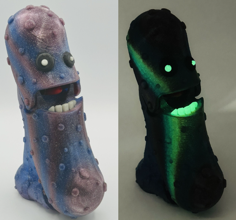 Midnight Glow - 7" Articulated Tickle Pickle with Butt stand