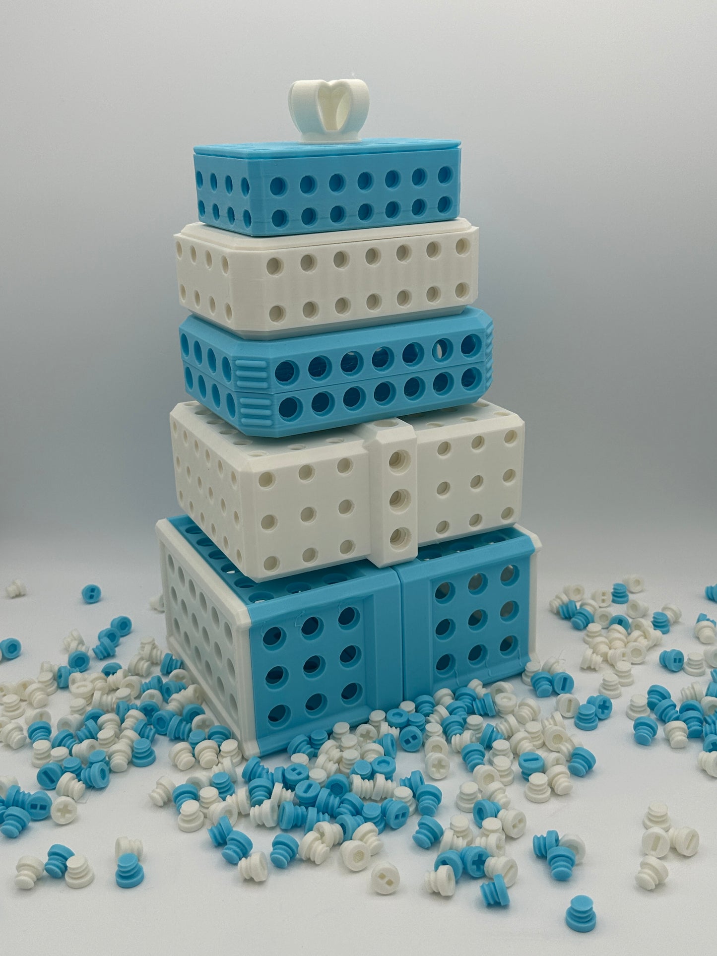 Baby Blue & White Extremely Annoying Gift Box with 296 screws