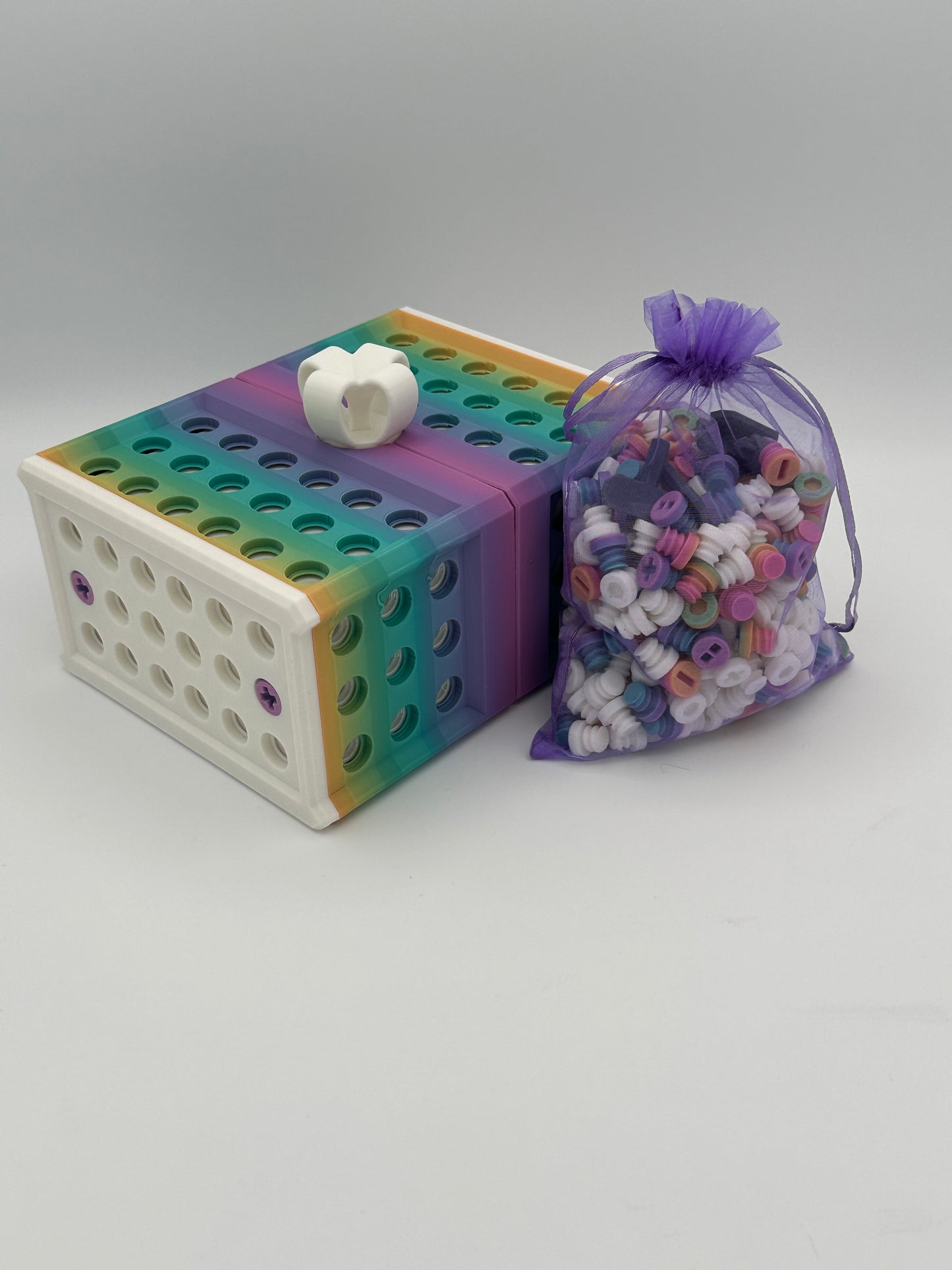 White & Rainbow Extremely Annoying Gift Box with 296 screws