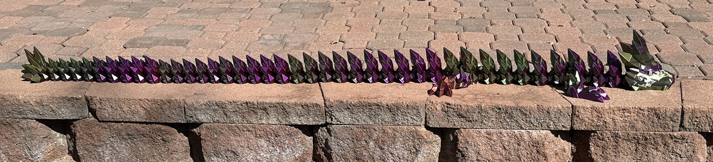 GIANT 80" Crystal Dragon - Green / Purple / Copper Tri-color