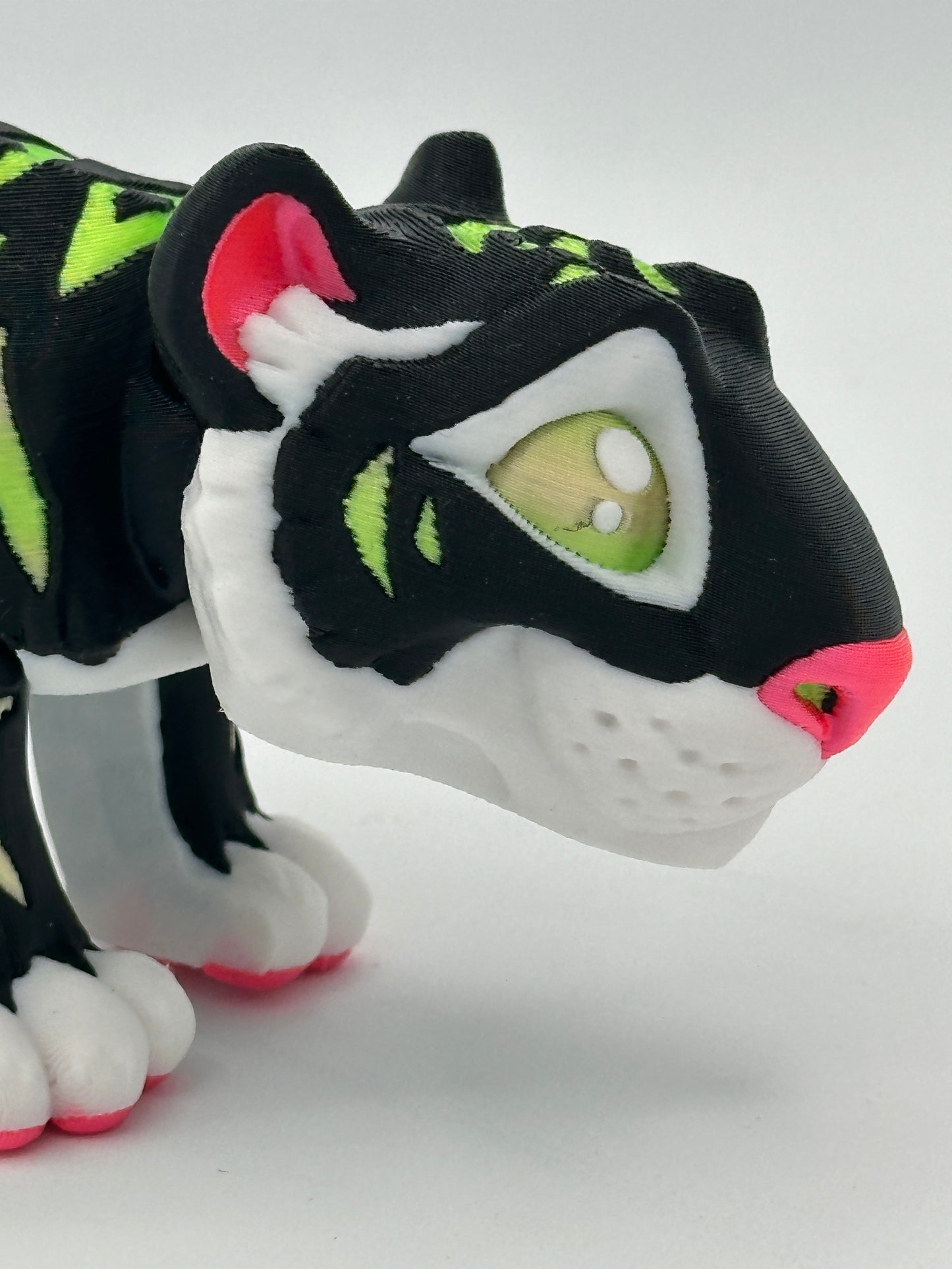 Vibrant Articulating Tiger - Black with Yellow/Green Stripes
