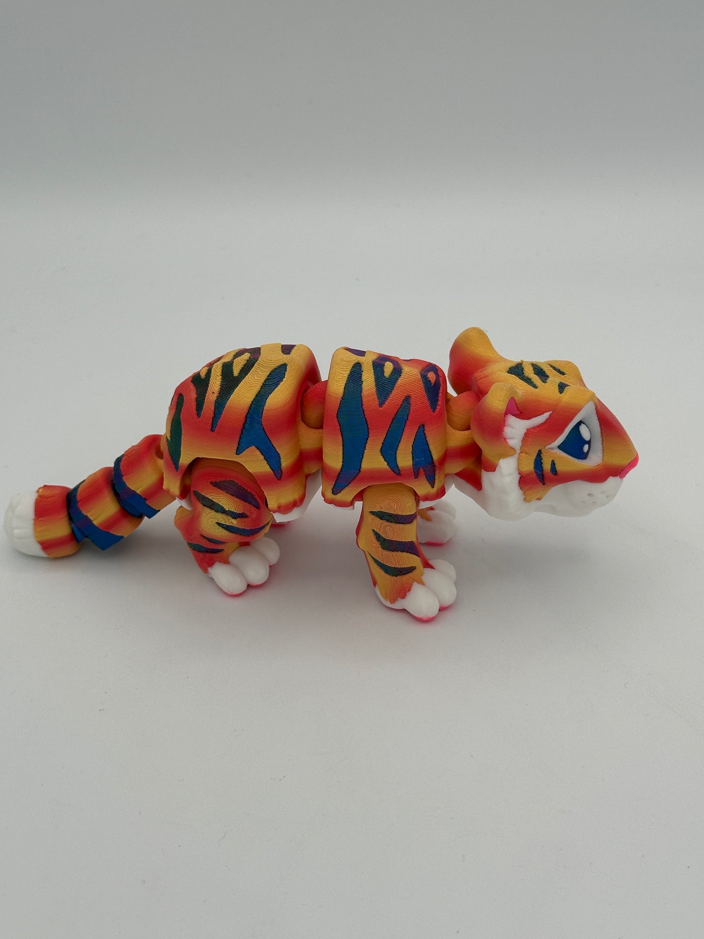 Vibrant Articulating Tiger - Orange with Purple/Red/Green Stripes