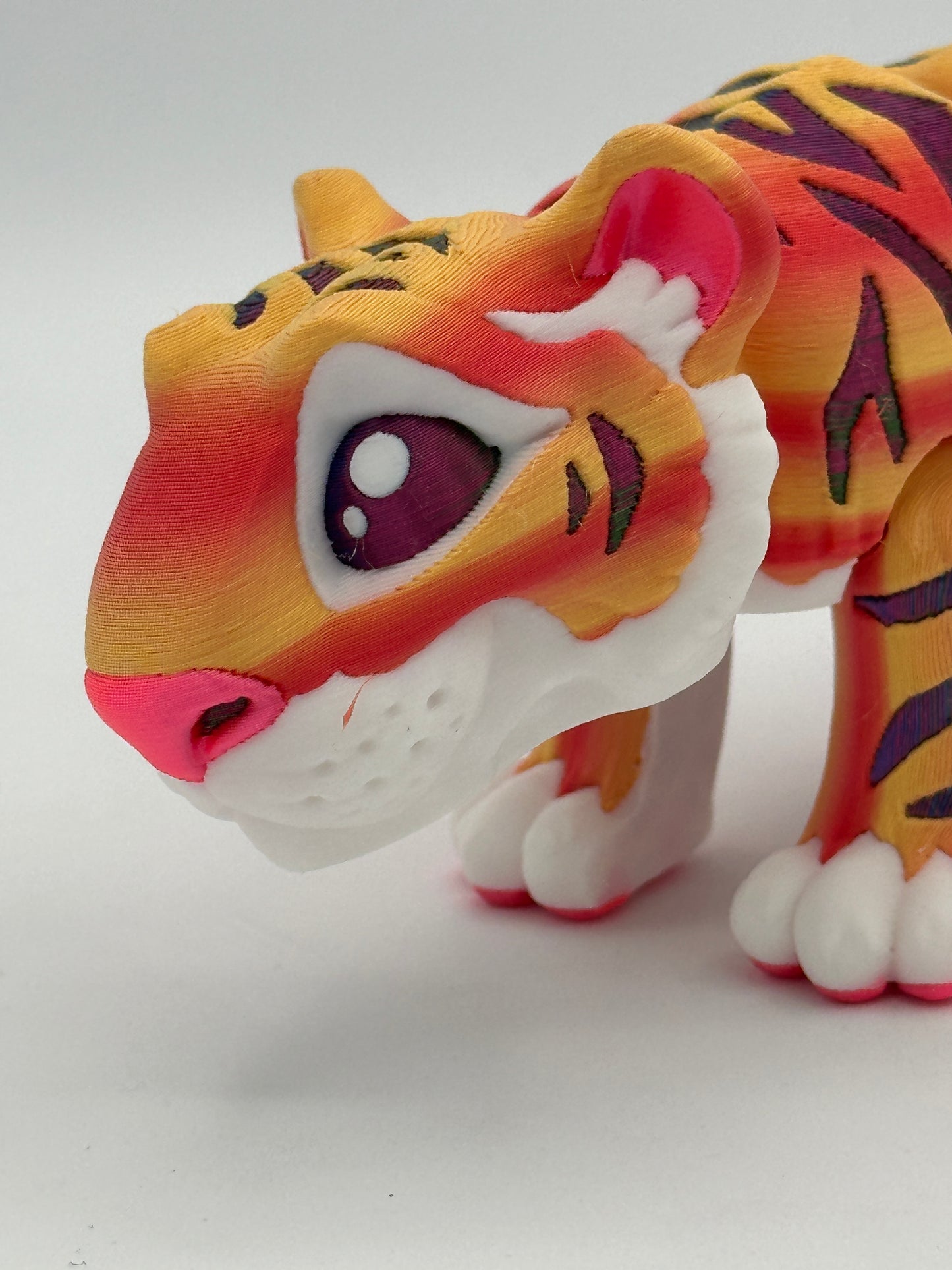 Vibrant Articulating Tiger - Orange with Purple/Red/Green Stripes