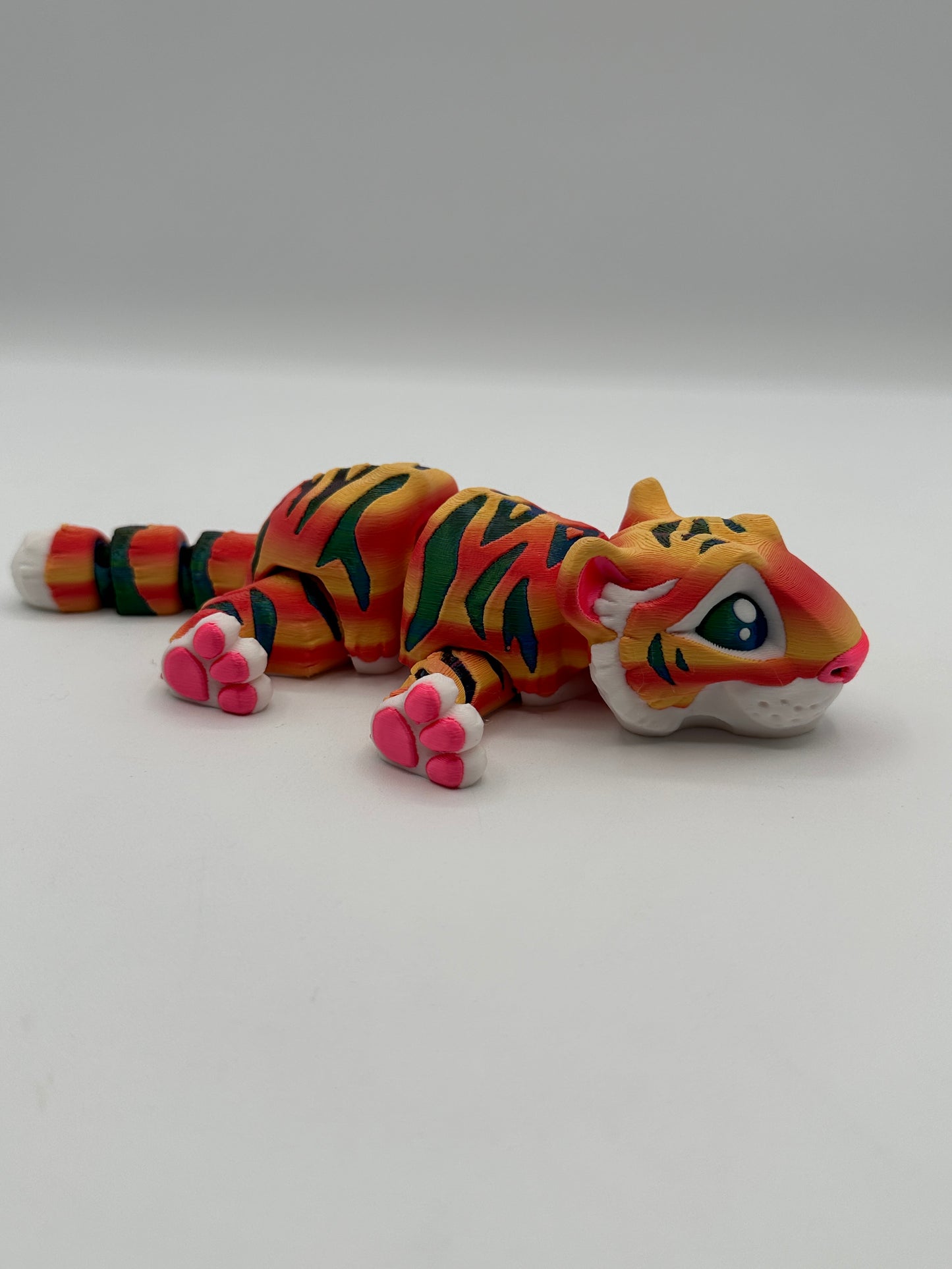 Vibrant Articulating Tiger - Orange with Purple/Red/Green Stripes