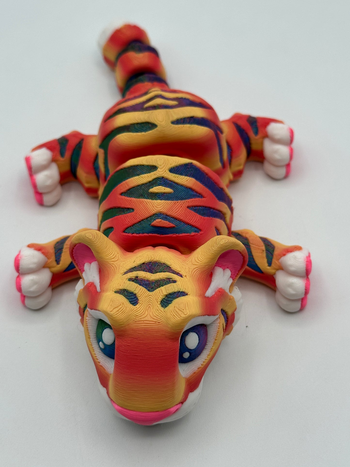 Vibrant Articulating Tiger - Orange with Purple/Red/Green Stripes