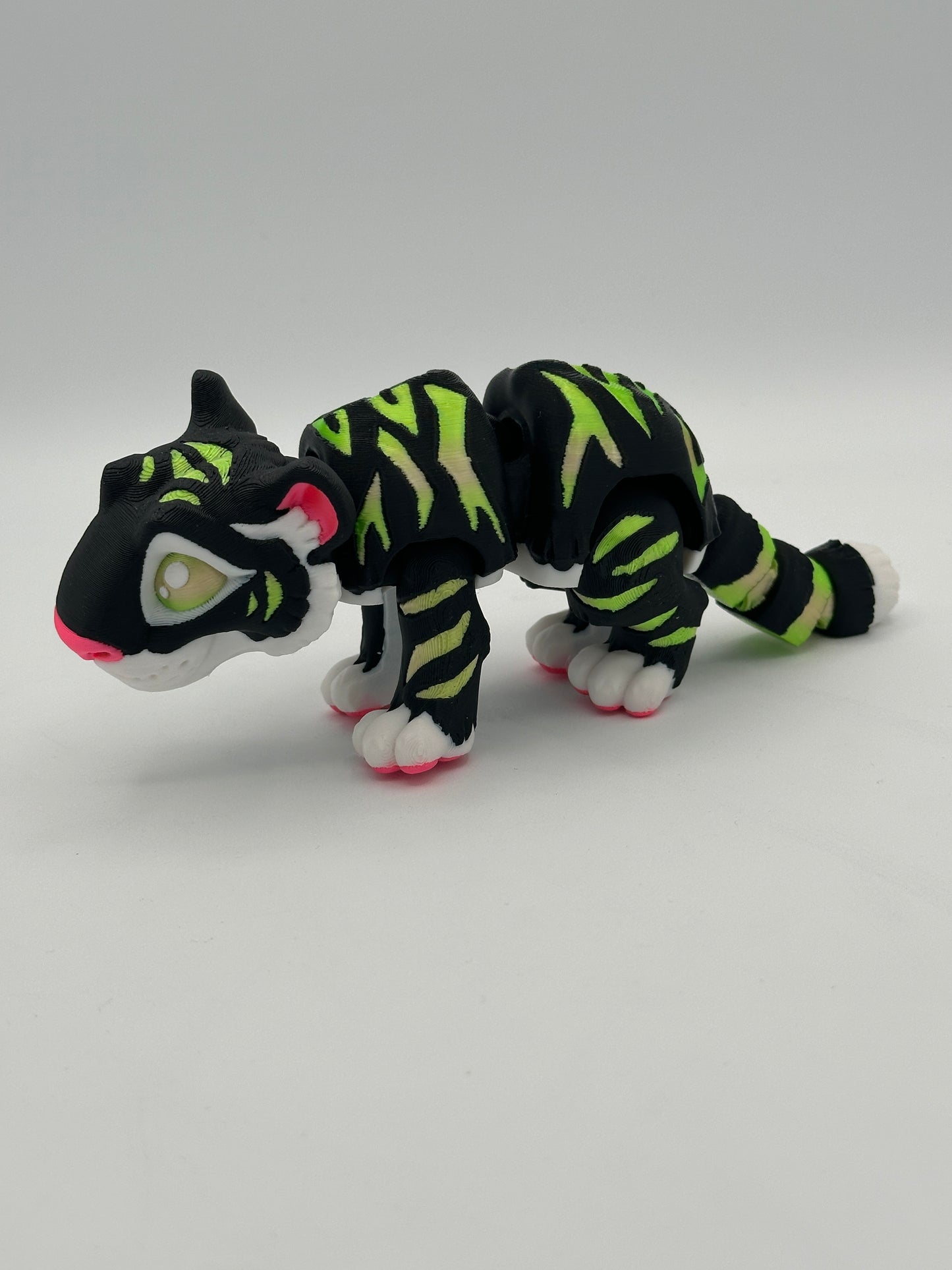 Vibrant Articulating Tiger - Black with Yellow/Green Stripes