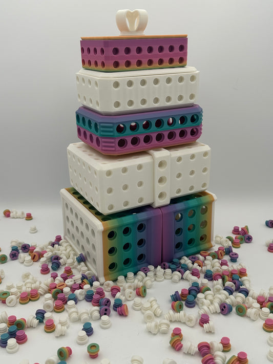 White & Rainbow Extremely Annoying Gift Box with 296 screws