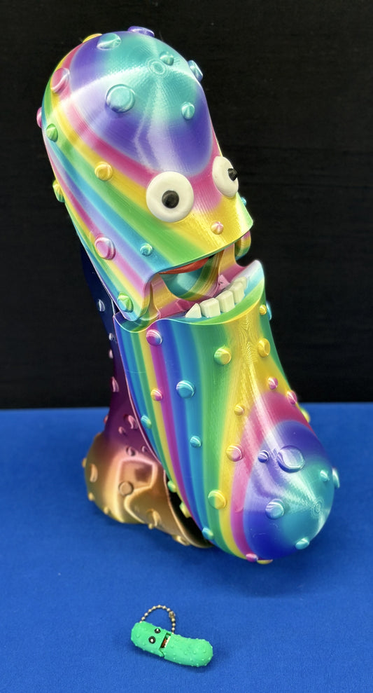 Vibrant Rainbow - Giant 12" Articulated Tickle Pickle with Butt stand