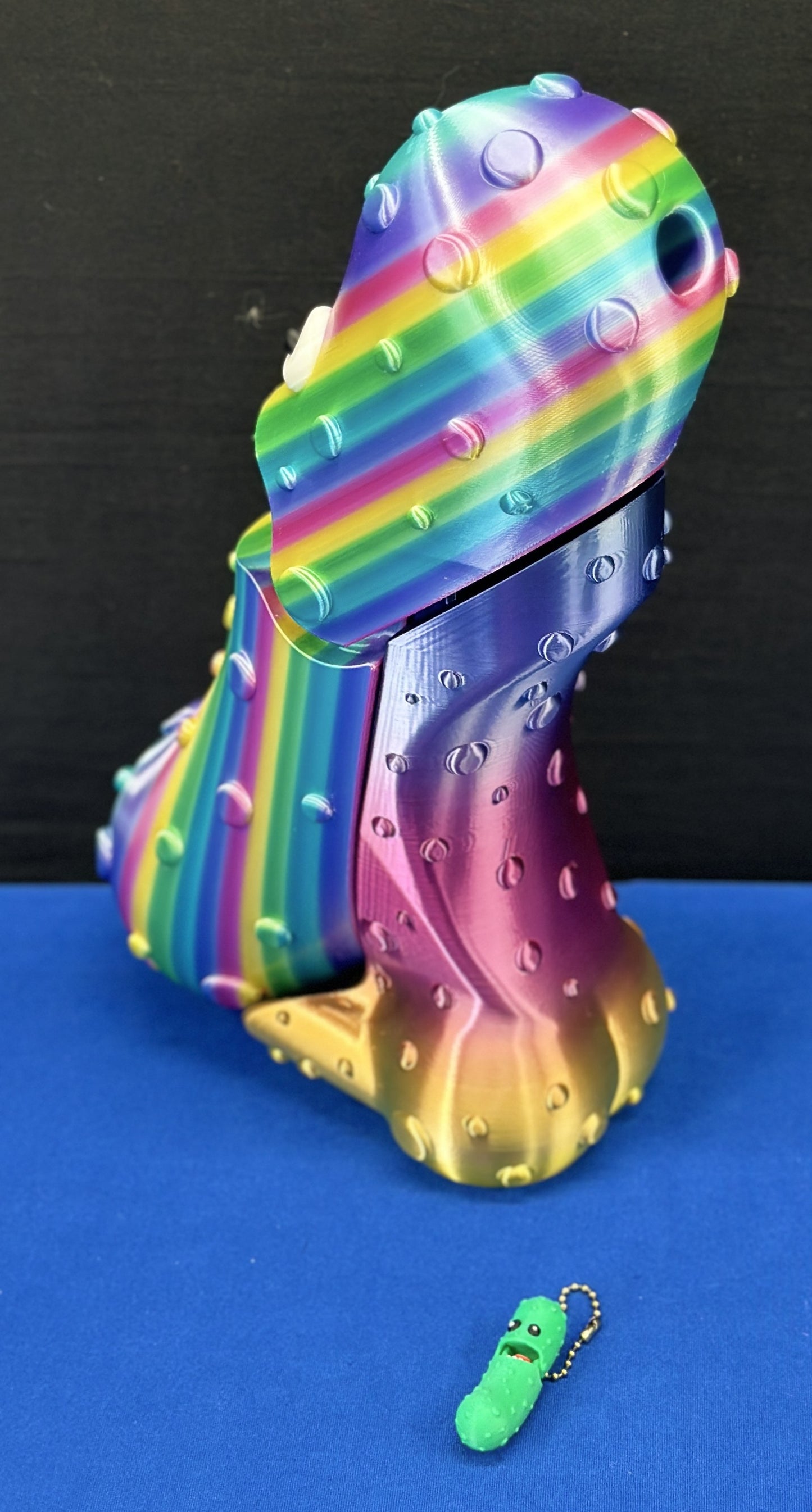 Vibrant Rainbow - Giant 12" Articulated Tickle Pickle with Butt stand