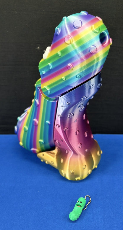 Vibrant Rainbow - Giant 12" Articulated Tickle Pickle with Butt stand
