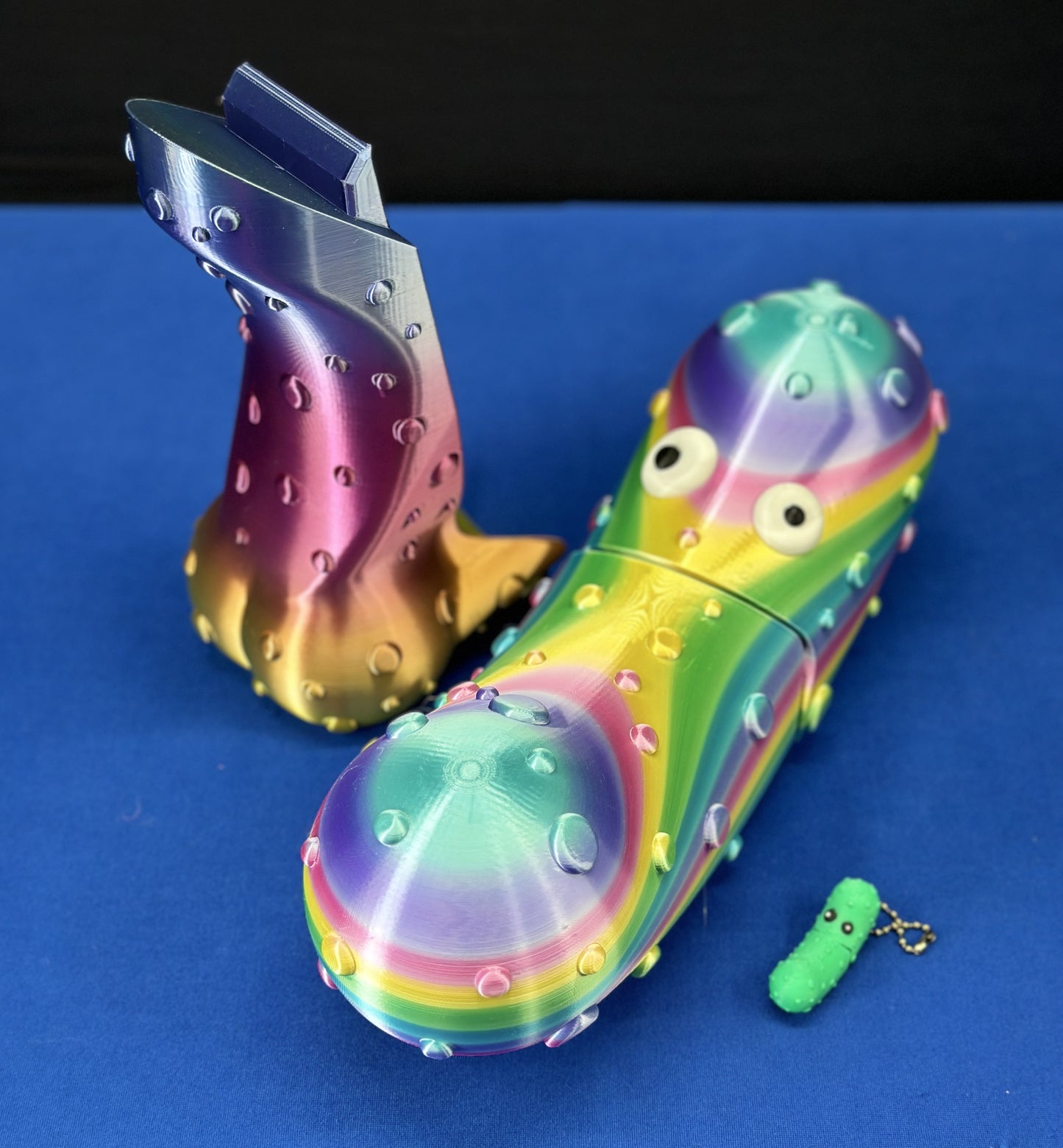 Vibrant Rainbow - Giant 12" Articulated Tickle Pickle with Butt stand