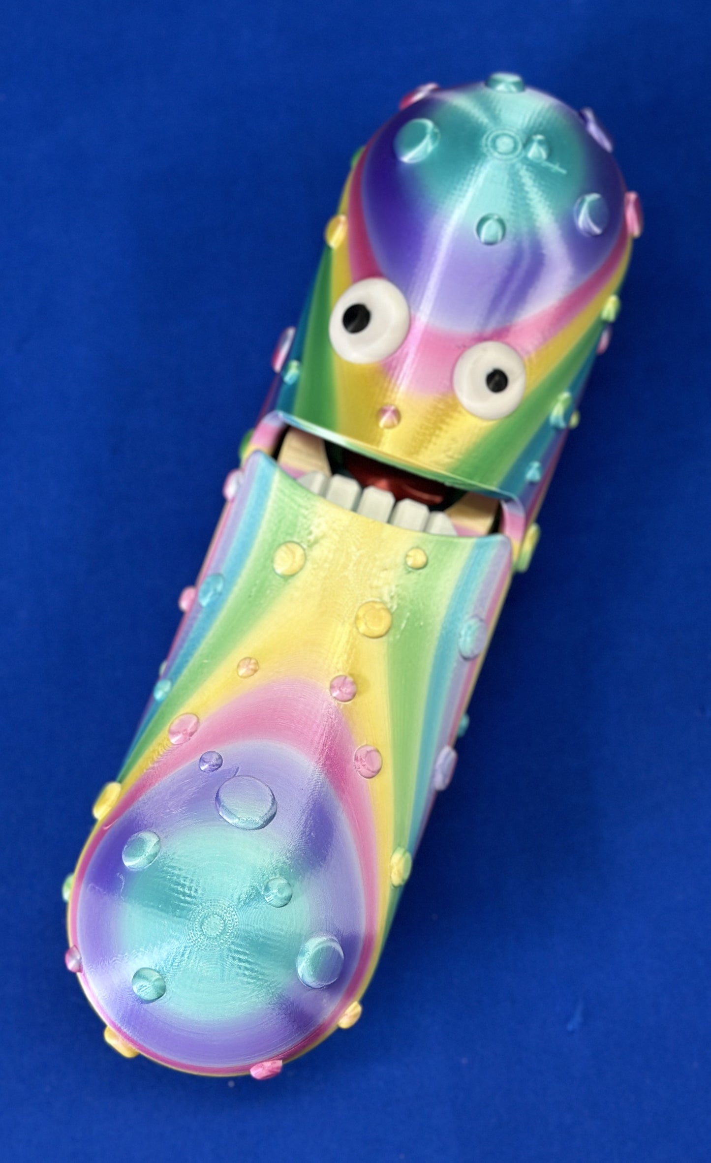 Vibrant Rainbow - Giant 12" Articulated Tickle Pickle with Butt stand