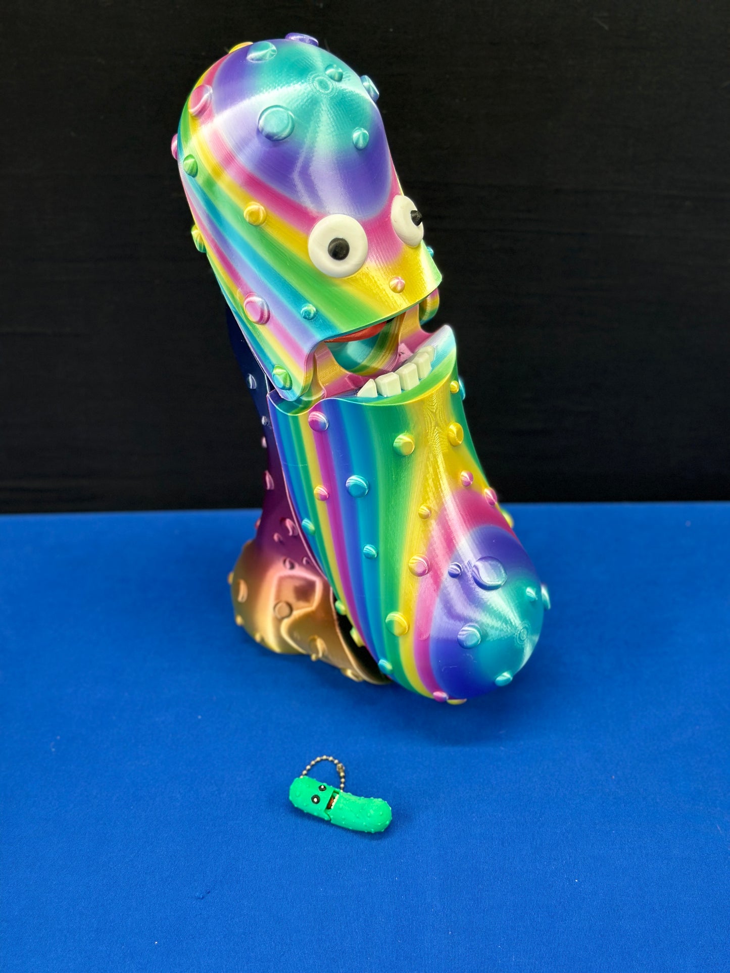 Vibrant Rainbow - Giant 12" Articulated Tickle Pickle with Butt stand