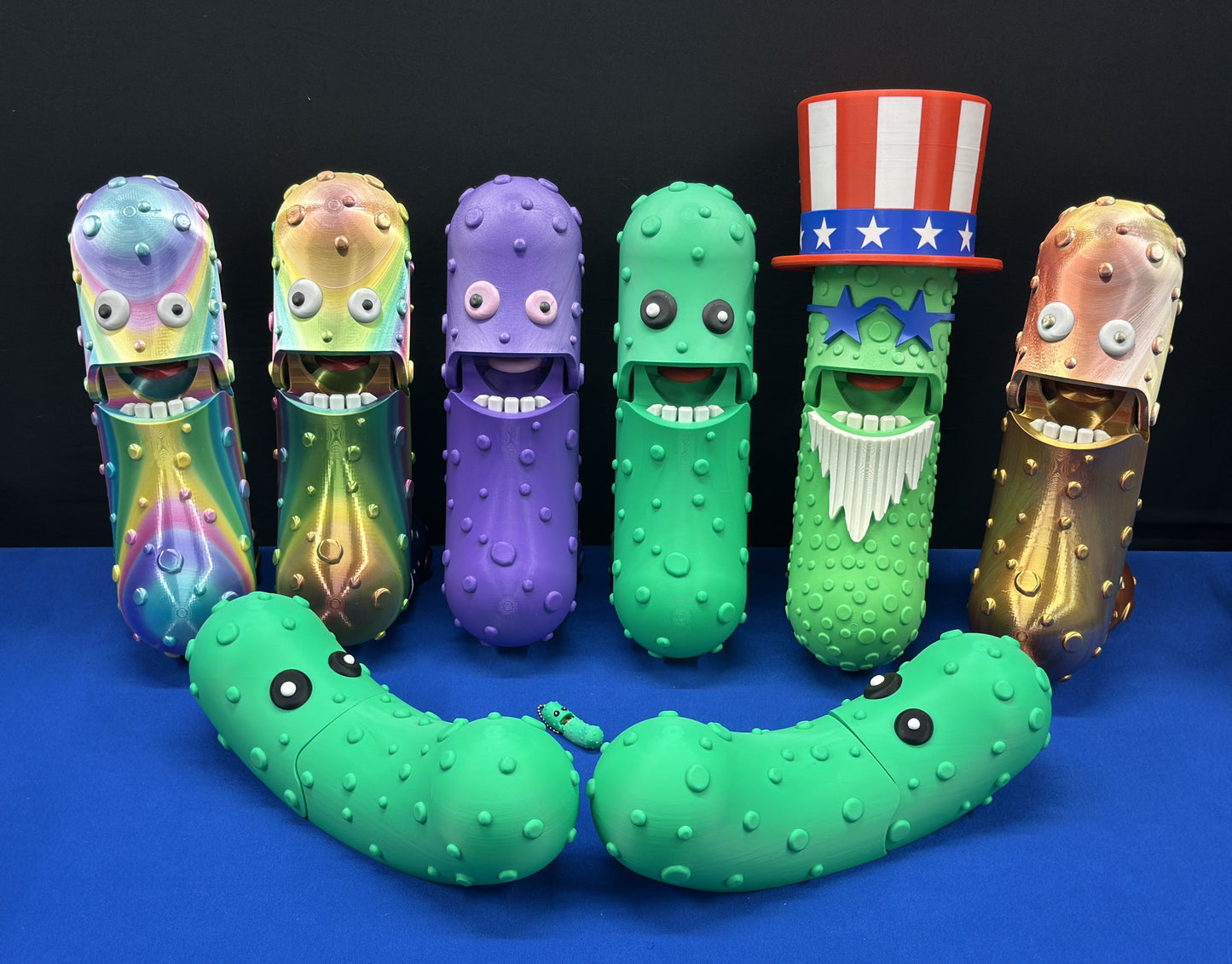 Vibrant Rainbow - Giant 12" Articulated Tickle Pickle with Butt stand
