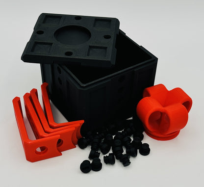 Black & Red Annoying Gift Box 4x4x3" with 20 bolts + 3 Mini Figures