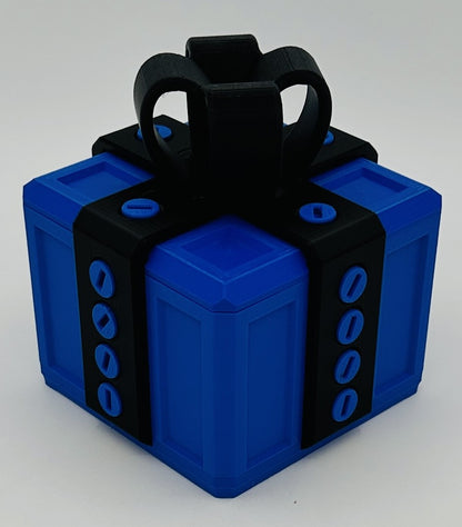 Annoying Gift Box - Multiple Color Combinations - 4x4x3" with 20 bolts + 3 Mini Figures