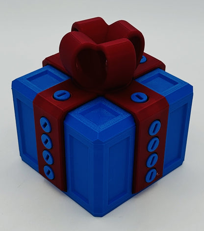 Annoying Gift Box - Multiple Color Combinations - 4x4x3" with 20 bolts + 3 Mini Figures