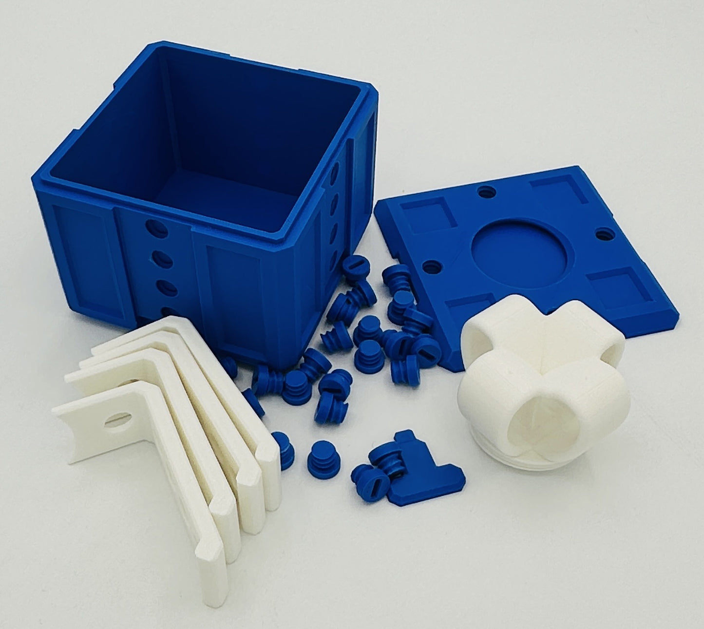 Blue & White Annoying Gift Box 4x4x3" with 20 bolts + 3 Mini Figures